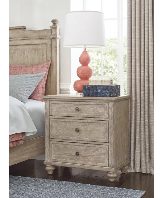 American Drew 309-421B Miriam Three Drawer Straight Nightstand - Breve American Drew 309-421B Miriam Three Drawer Straight Nightstand - Breve