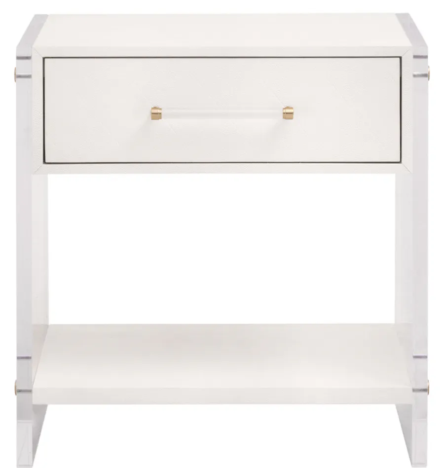 Essentials For Living 6160.PRL-SHG/BBRS Sonia Shagreen 1-Drawer Nightstand Brass Essentials For Living 6160.PRL-SHG/BBRS Sonia Shagreen 1-Drawer Nightstand Brass