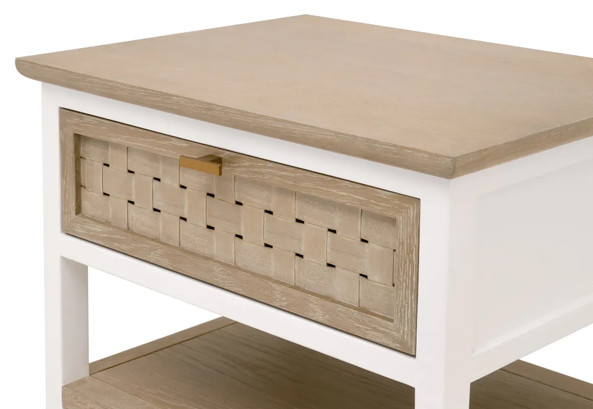 Essentials For Living 8081-1.SGRY-OAK/WPO Weave 1-Drawer Side Table Essentials For Living 8081-1.SGRY-OAK/WPO Weave 1-Drawer Side Table