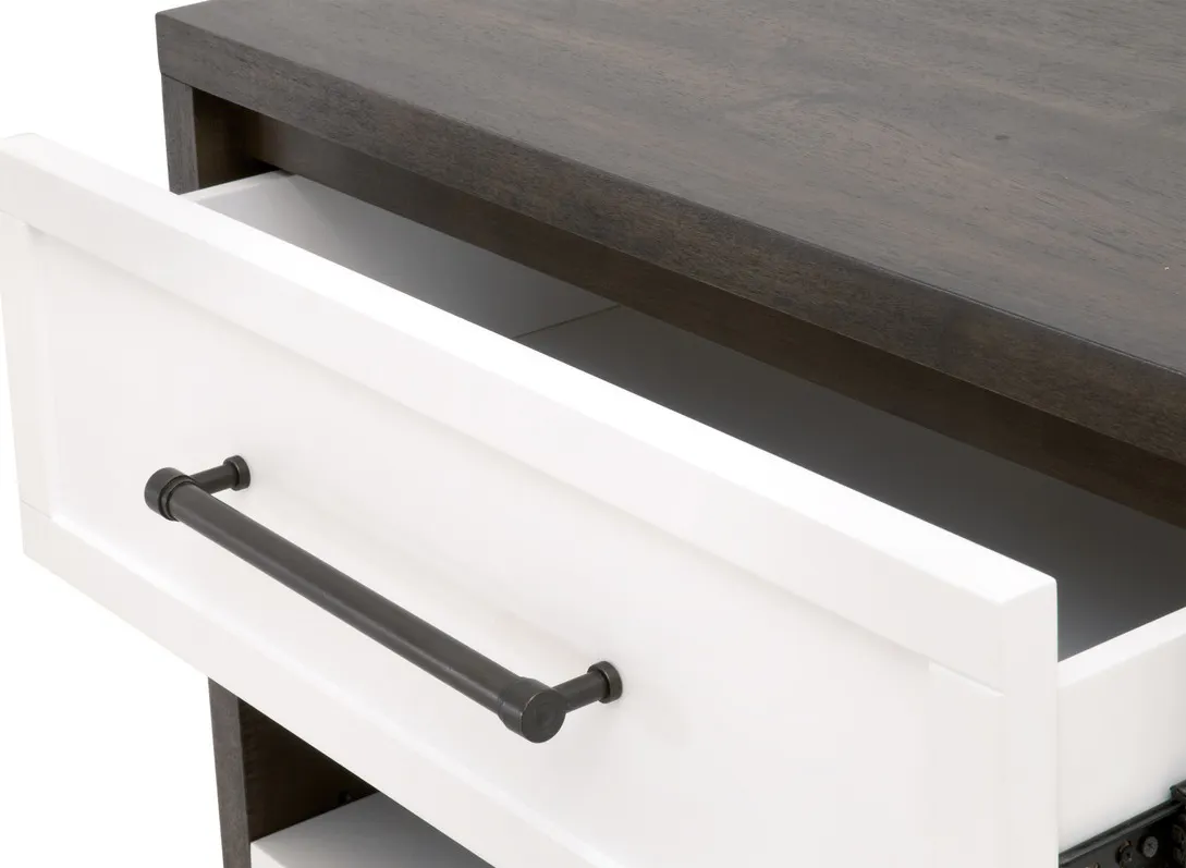 Essentials For Living 6139.BBRN/WHT-AB WRENN 1-Drawer Nightstand Essentials For Living 6139.BBRN/WHT-AB WRENN 1-Drawer Nightstand