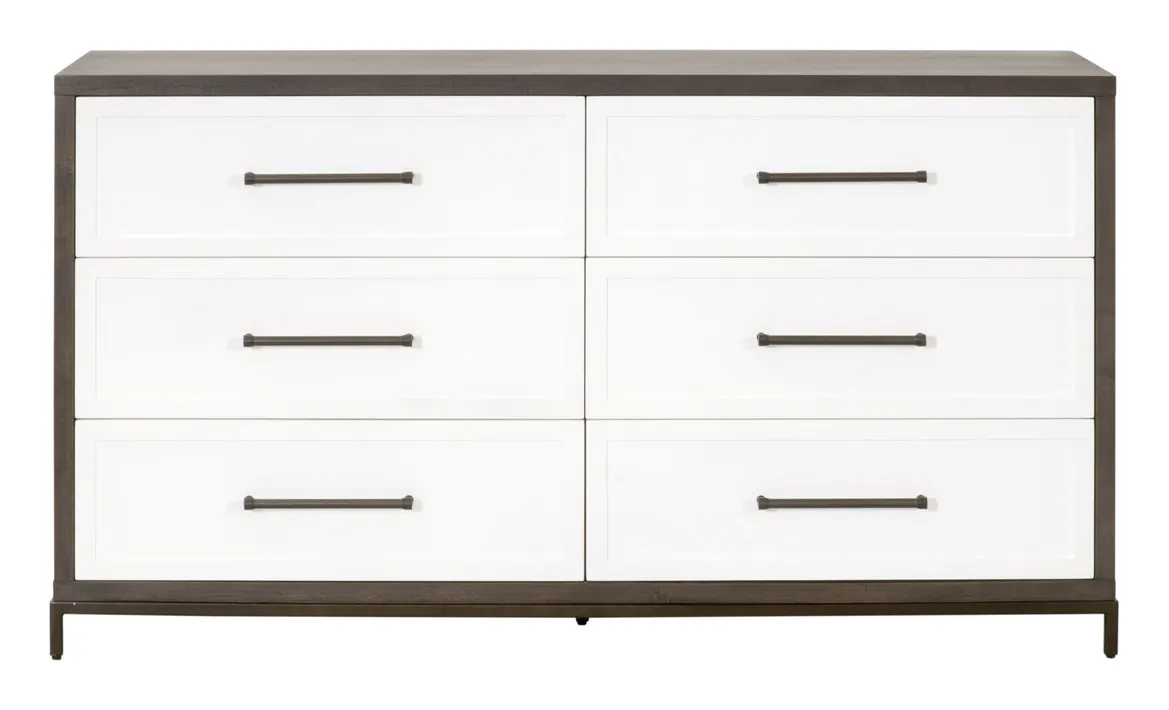 Essentials For Living 6140.BBRN/WHT-AB Wrenn 6-Drawer Double Dresser Essentials For Living 6140.BBRN/WHT-AB Wrenn 6-Drawer Double Dresser