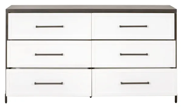 Essentials For Living 6140.BBRN/WHT-AB Wrenn 6-Drawer Double Dresser Essentials For Living 6140.BBRN/WHT-AB Wrenn 6-Drawer Double Dresser