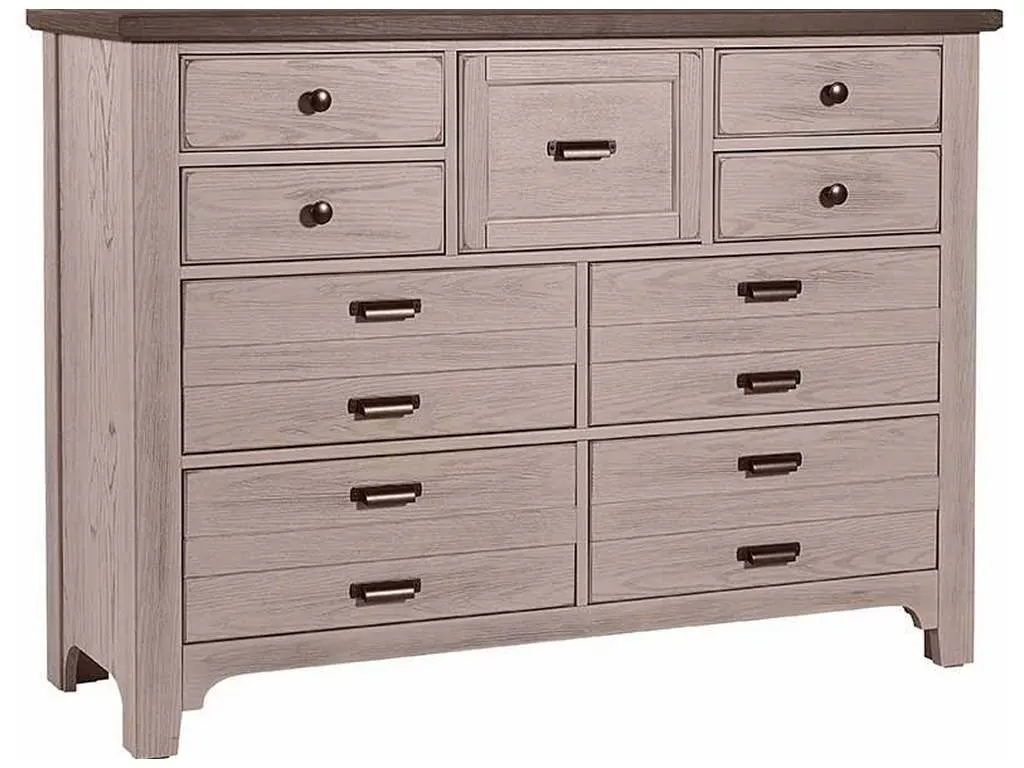 Vaughan Bassett 741-002 Bungalow Home Master Dresser 9 Drawer Dover Grey Two Tone