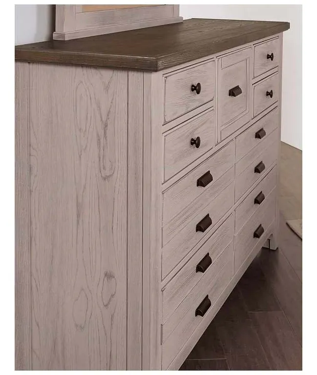 Vaughan Bassett 741-002 Bungalow Home Master Dresser 9 Drawer Dover Grey Two Tone Vaughan Bassett 741-002 Bungalow Home Master Dresser 9 Drawer Dover Grey Two Tone