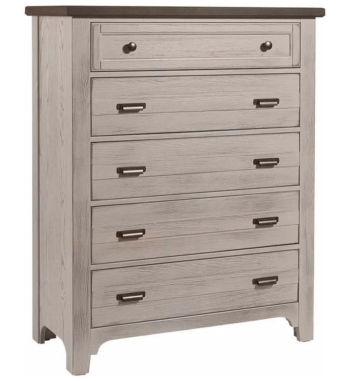 Vaughan Bassett 741-115 Bungalow Home Chest 5 Drawer Dover Grey Two Tone Vaughan Bassett 741-115 Bungalow Home Chest 5 Drawer Dover Grey Two Tone