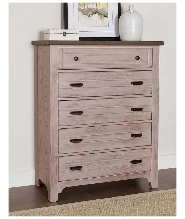 Vaughan Bassett 741-115 Bungalow Home Chest 5 Drawer Dover Grey Two Tone Vaughan Bassett 741-115 Bungalow Home Chest 5 Drawer Dover Grey Two Tone