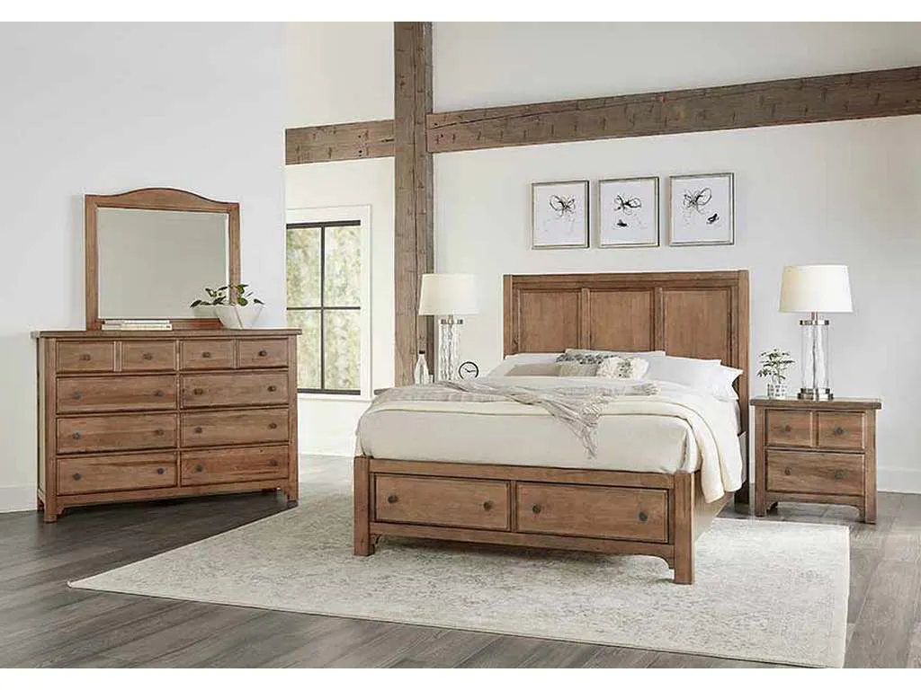 Vaughan Bassett 800-667-066B-502-666 Cool Farmhouse King Panel Bed with Storage Footboard Natural Vaughan Bassett 800-667-066B-502-666 Cool Farmhouse King Panel Bed with Storage Footboard Natural