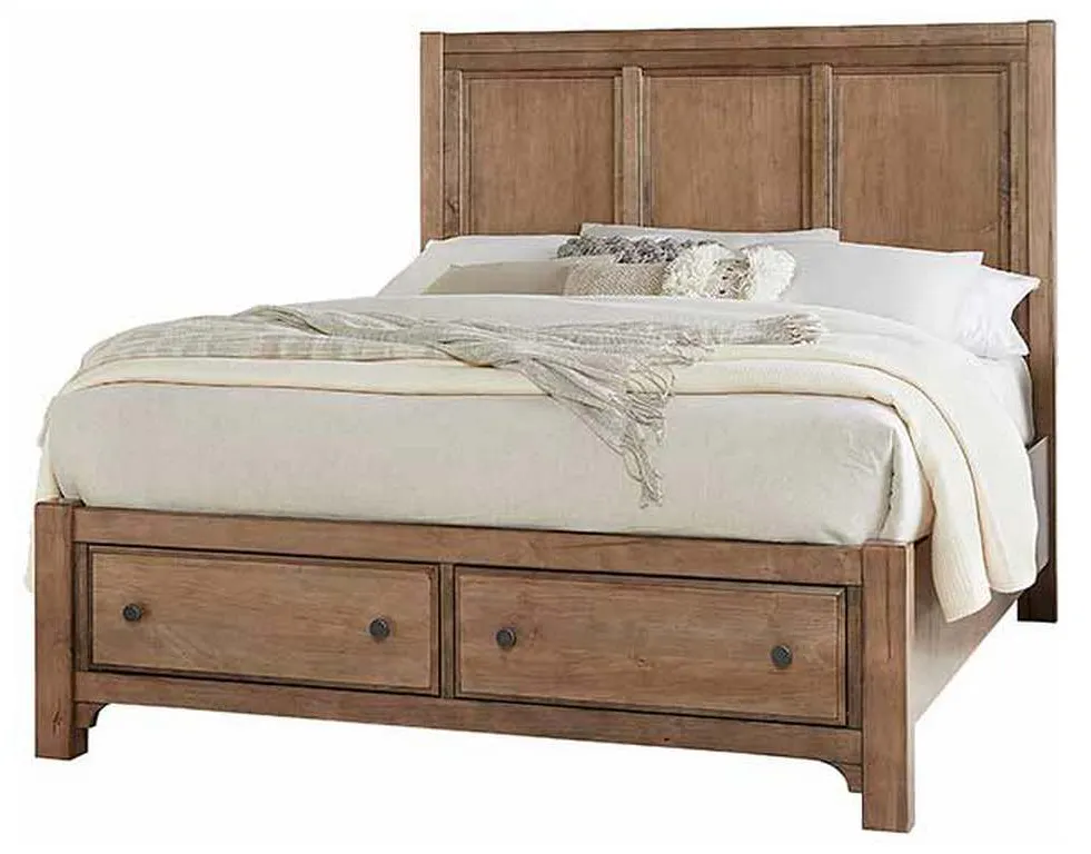 Vaughan Bassett 800-667-066B-502-666 Cool Farmhouse King Panel Bed with Storage Footboard Natural Vaughan Bassett 800-667-066B-502-666 Cool Farmhouse King Panel Bed with Storage Footboard Natural
