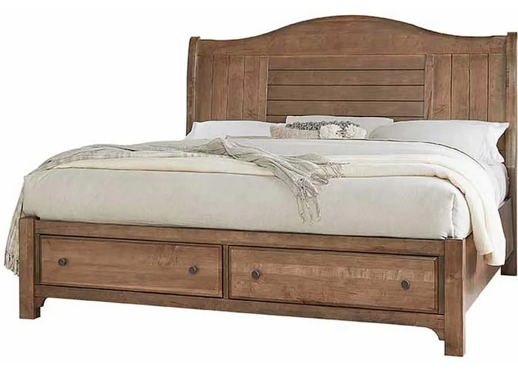 Vaughan Bassett 800-663-066B-502-666 Cool Farmhouse King Sleigh Bed with Storage Footboard Natural Vaughan Bassett 800-663-066B-502-666 Cool Farmhouse King Sleigh Bed with Storage Footboard Natural