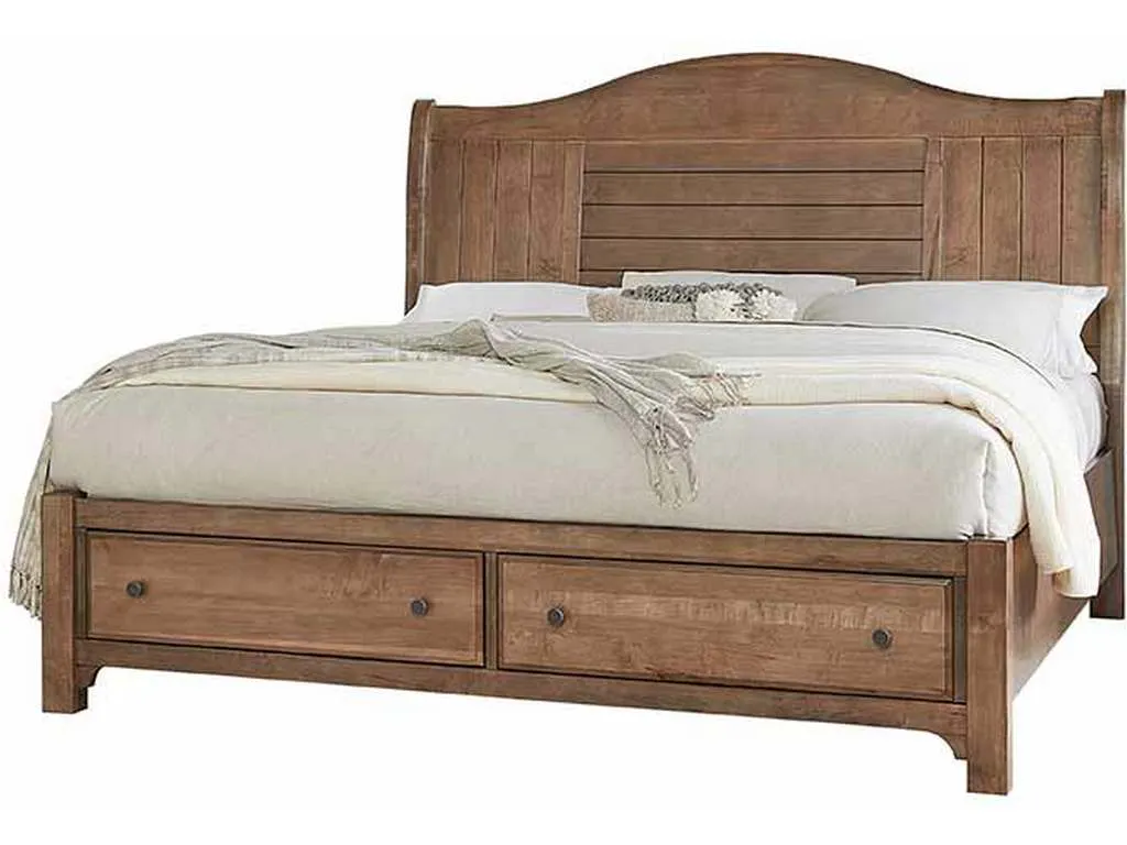 Vaughan Bassett 800-663-066B-502-666 Cool Farmhouse King Sleigh Bed with Storage Footboard Natural Vaughan Bassett 800-663-066B-502-666 Cool Farmhouse King Sleigh Bed with Storage Footboard Natural