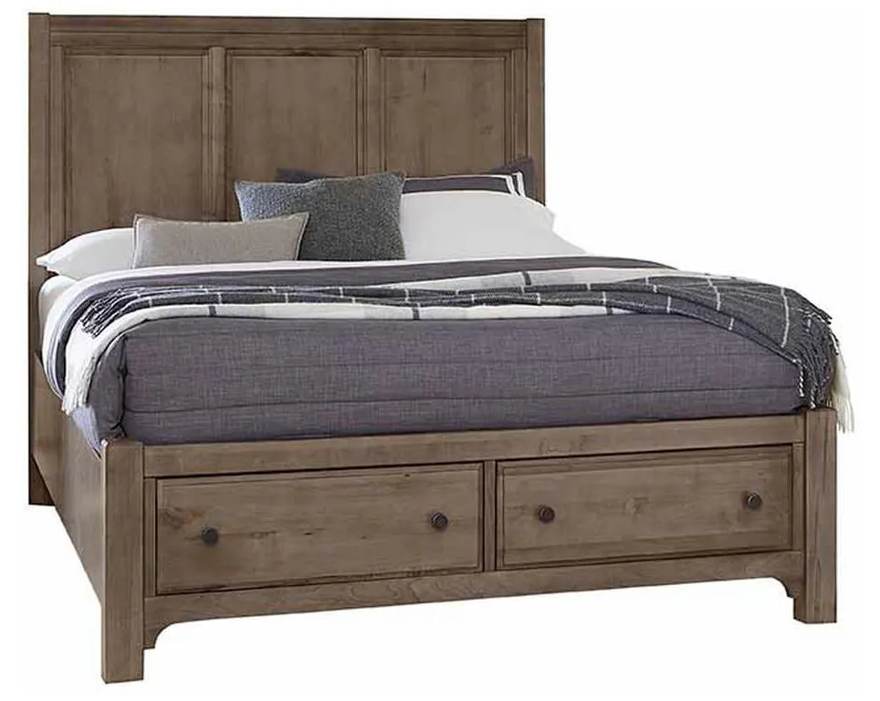 Vaughan Bassett 801-667-066B-502-666 Cool Farmhouse King Panel Bed with Storage Footboard Grey Vaughan Bassett 801-667-066B-502-666 Cool Farmhouse King Panel Bed with Storage Footboard Grey
