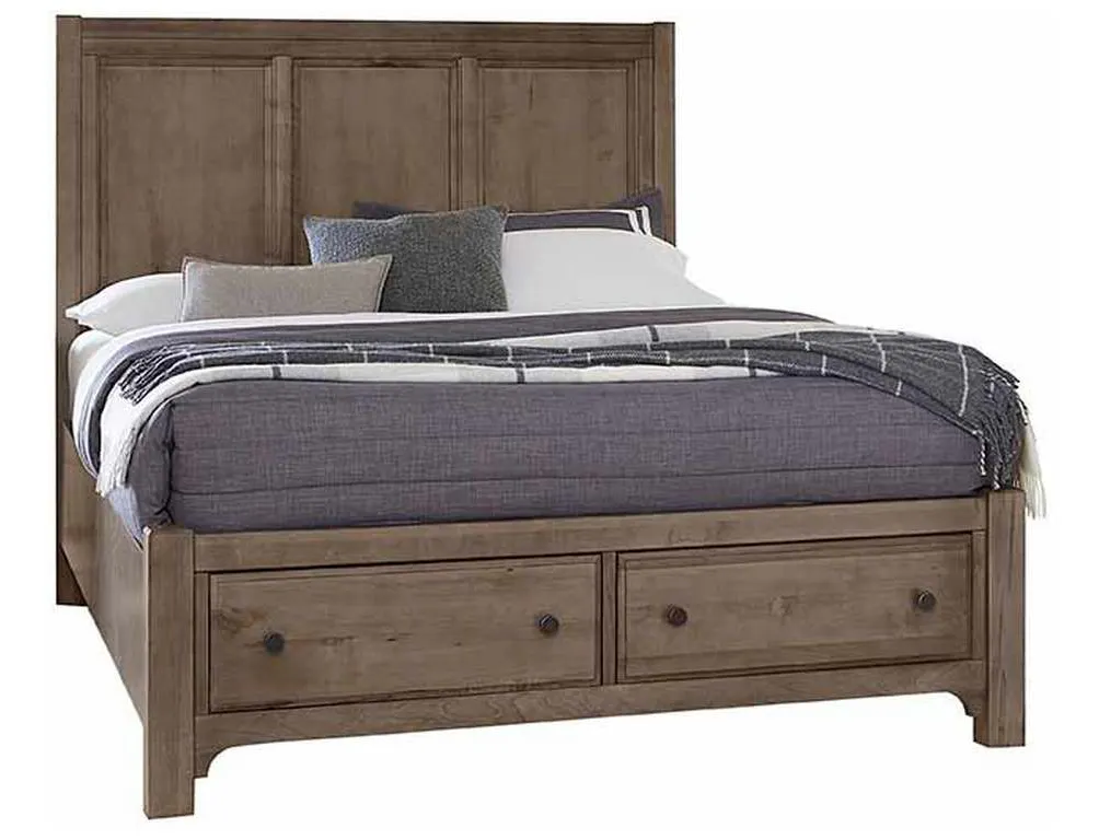 Vaughan Bassett 801-667-066B-502-666 Cool Farmhouse King Panel Bed with Storage Footboard Grey Vaughan Bassett 801-667-066B-502-666 Cool Farmhouse King Panel Bed with Storage Footboard Grey