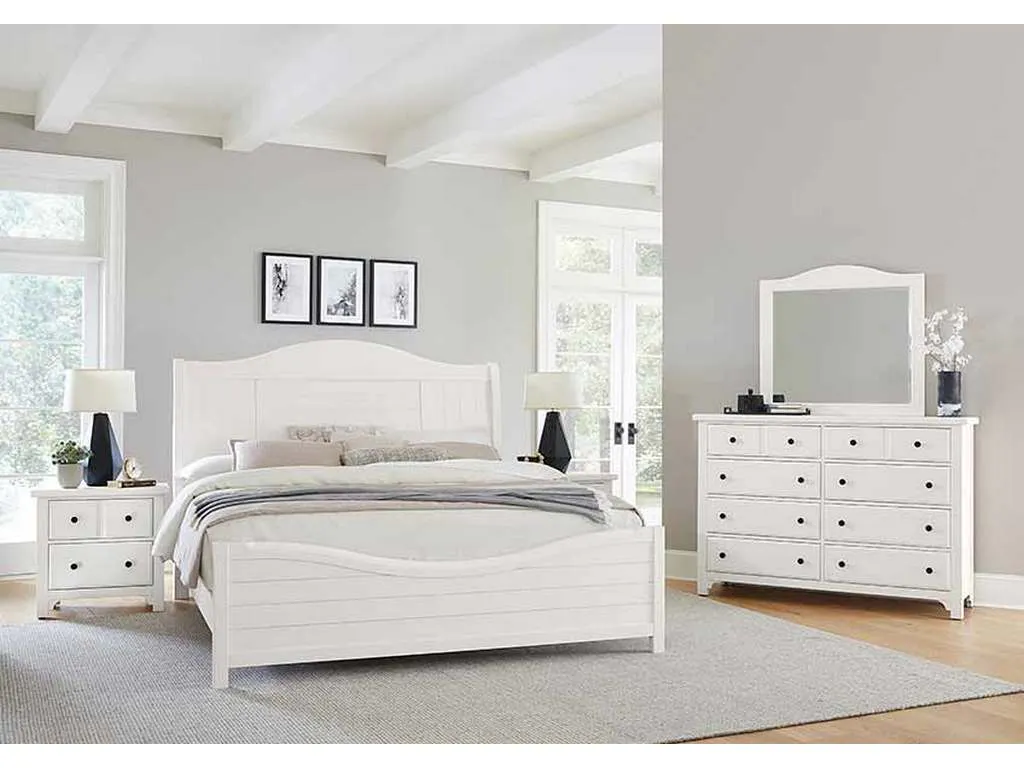 Vaughan Bassett 804-663-366-922-MS1 Cool Farmhouse King Sleigh Bed Soft White Vaughan Bassett 804-663-366-922-MS1 Cool Farmhouse King Sleigh Bed Soft White