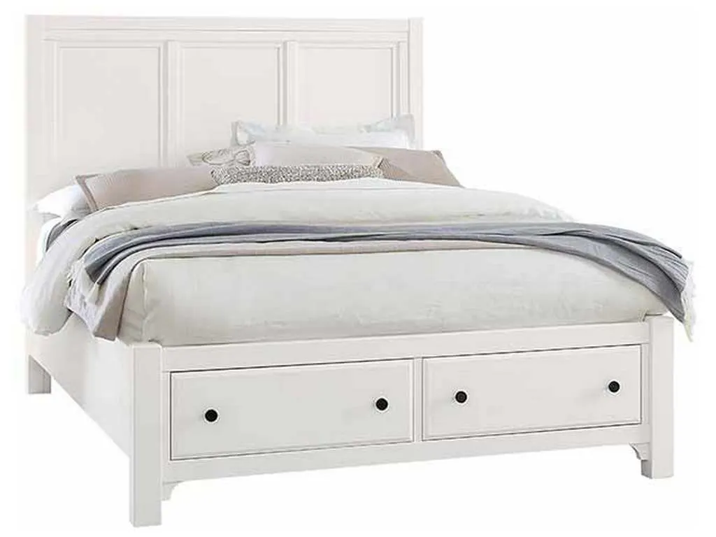 Vaughan Bassett 804-667-066B-502-666 Cool Farmhouse King Panel Bed with Storage Footboard Soft White Vaughan Bassett 804-667-066B-502-666 Cool Farmhouse King Panel Bed with Storage Footboard Soft White