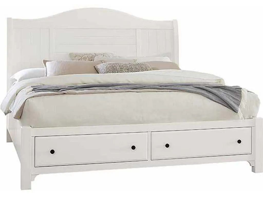 Vaughan Bassett 804-663-066B-502-666 Cool Farmhouse King Sleigh Bed with Storage Footboard Soft White Vaughan Bassett 804-663-066B-502-666 Cool Farmhouse King Sleigh Bed with Storage Footboard Soft White