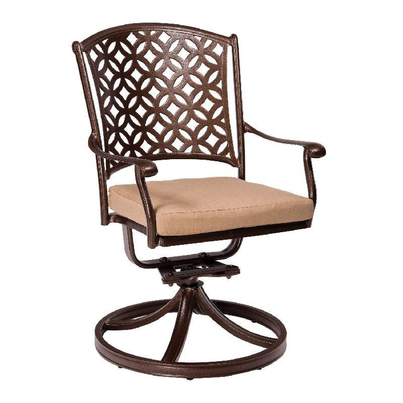 Woodard 3Y0472ST Casa Swivel Rocking Dining Armchair with Optional Seat Cushions