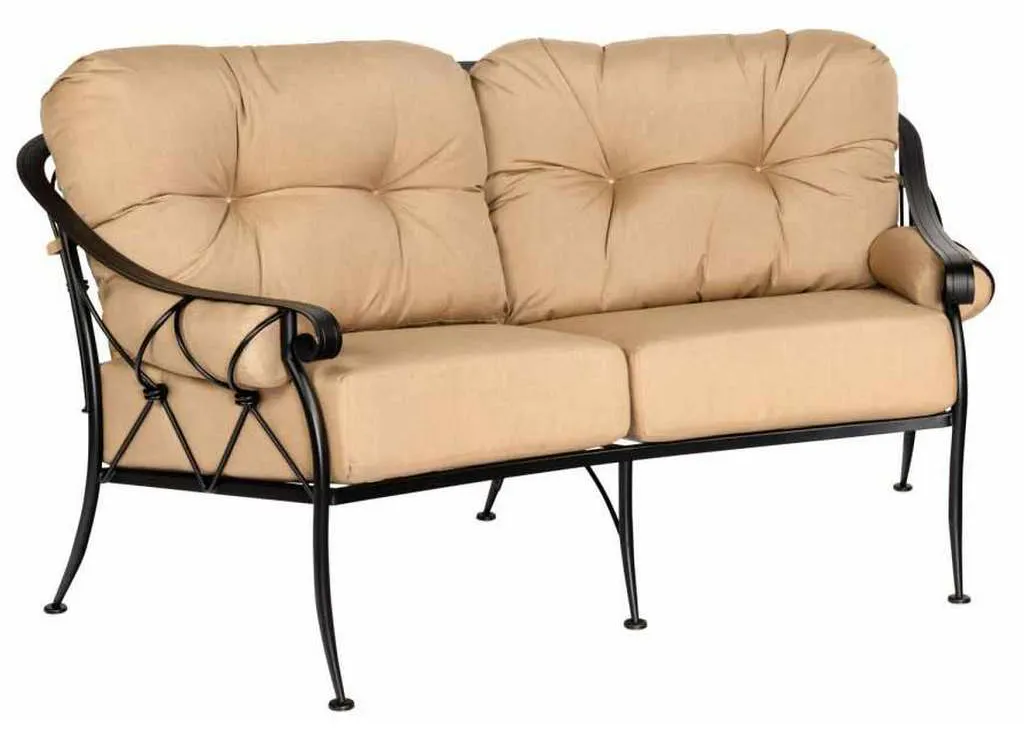 Woodard 4T0063 Derby Crescent Loveseat with Cushions and Bolsters Woodard 4T0063 Derby Crescent Loveseat with Cushions and Bolsters