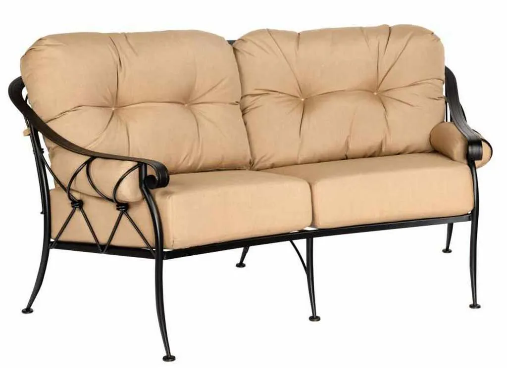 Woodard 4T0063 Derby Crescent Loveseat with Cushions and Bolsters Woodard 4T0063 Derby Crescent Loveseat with Cushions and Bolsters