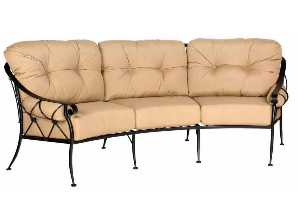 Woodard 4T0064 Derby Crescent Sofa with Cushions and Bolsters