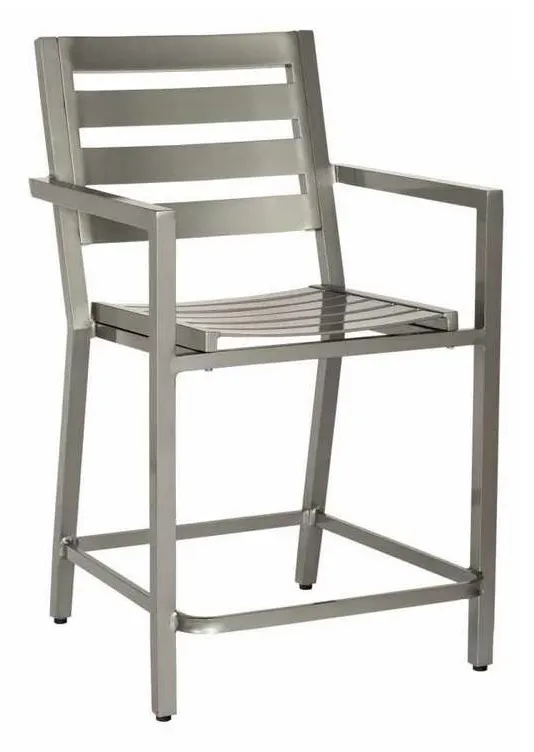 Woodard 1Y0471 Palm Coast Slat Counter Stool with Arms Woodard 1Y0471 Palm Coast Slat Counter Stool with Arms