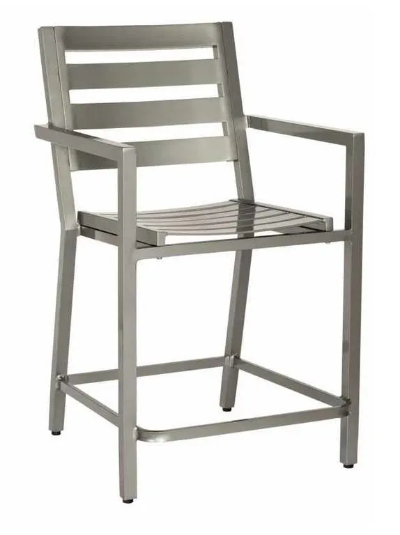 Woodard 1Y0471 Palm Coast Slat Counter Stool with Arms Woodard 1Y0471 Palm Coast Slat Counter Stool with Arms