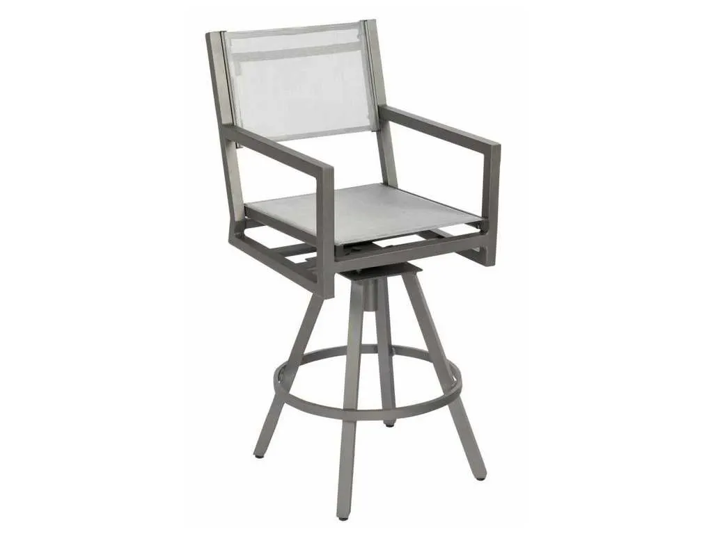Woodard 570468 Palm Coast Sling Swivel Bar Stool with Arms