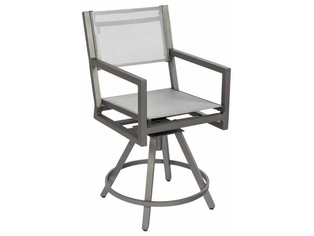 Woodard 570469 Palm Coast Sling Swivel Counter Stool with Arms