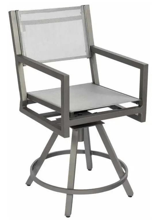 Woodard 570469 Palm Coast Sling Swivel Counter Stool with Arms Woodard 570469 Palm Coast Sling Swivel Counter Stool with Arms
