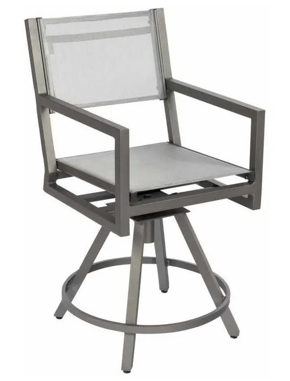Woodard 570469 Palm Coast Sling Swivel Counter Stool with Arms Woodard 570469 Palm Coast Sling Swivel Counter Stool with Arms
