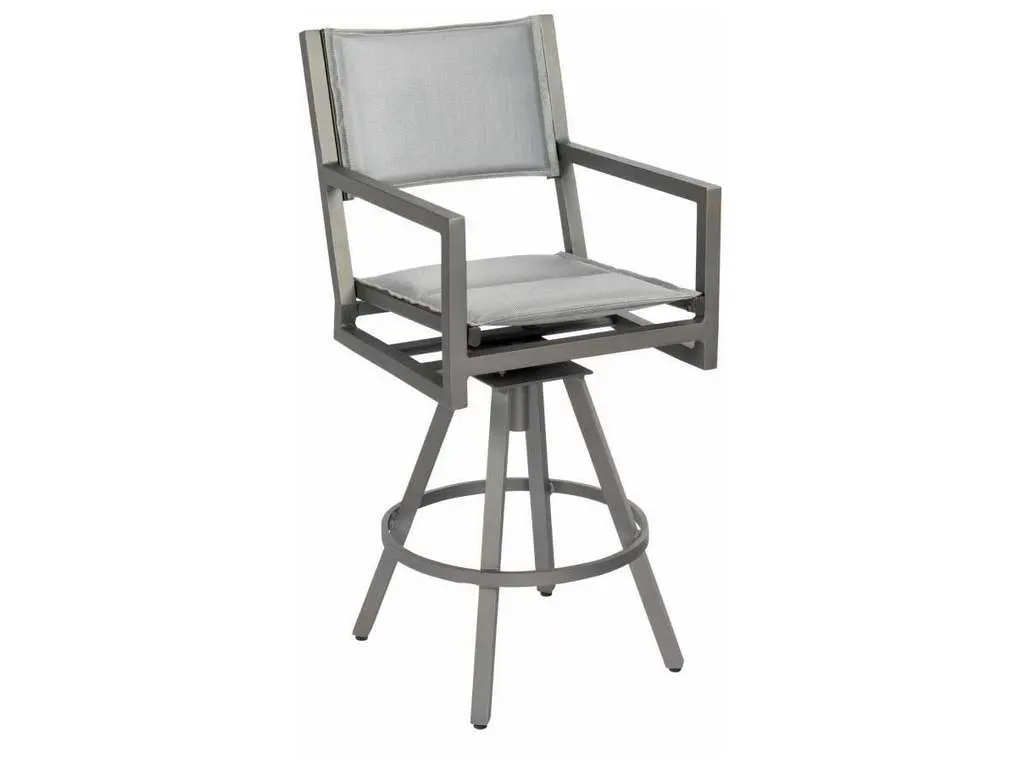 Woodard 570568 Palm Coast Padded Sling Swivel Bar Stool with Arms