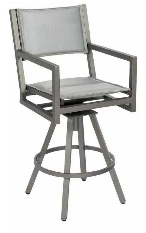 Woodard 570568 Palm Coast Padded Sling Swivel Bar Stool with Arms Woodard 570568 Palm Coast Padded Sling Swivel Bar Stool with Arms