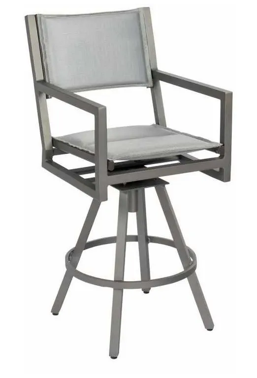 Woodard 570568 Palm Coast Padded Sling Swivel Bar Stool with Arms Woodard 570568 Palm Coast Padded Sling Swivel Bar Stool with Arms