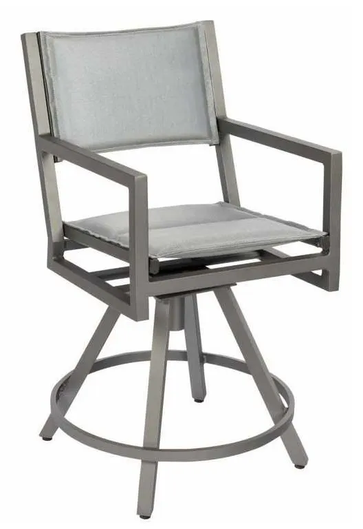 Woodard 570569 Palm Coast Padded Sling Swivel Counter Stool with Arms Woodard 570569 Palm Coast Padded Sling Swivel Counter Stool with Arms