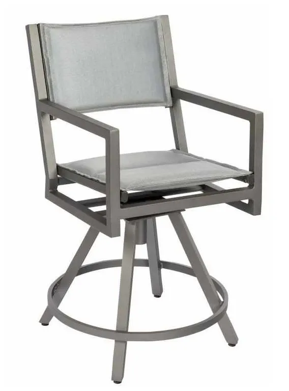 Woodard 570569 Palm Coast Padded Sling Swivel Counter Stool with Arms Woodard 570569 Palm Coast Padded Sling Swivel Counter Stool with Arms