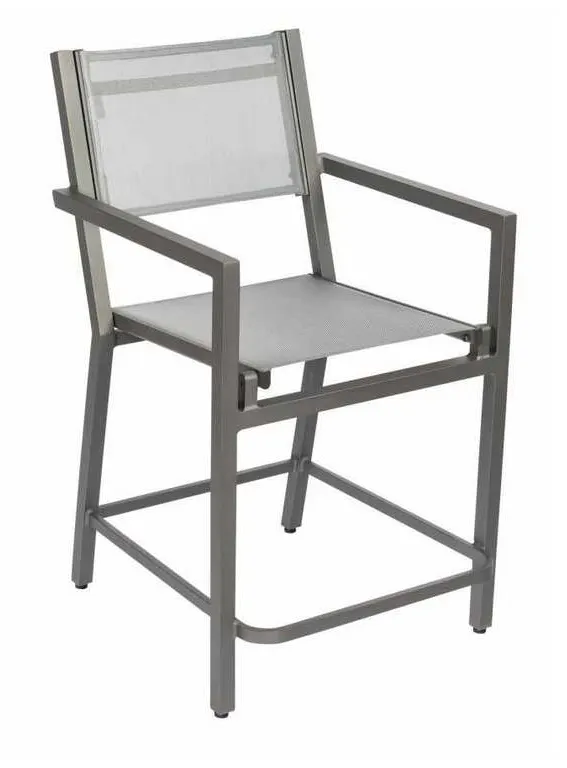 Woodard 570881 Palm Coast Sling Counter Stool with Arms Woodard 570881 Palm Coast Sling Counter Stool with Arms