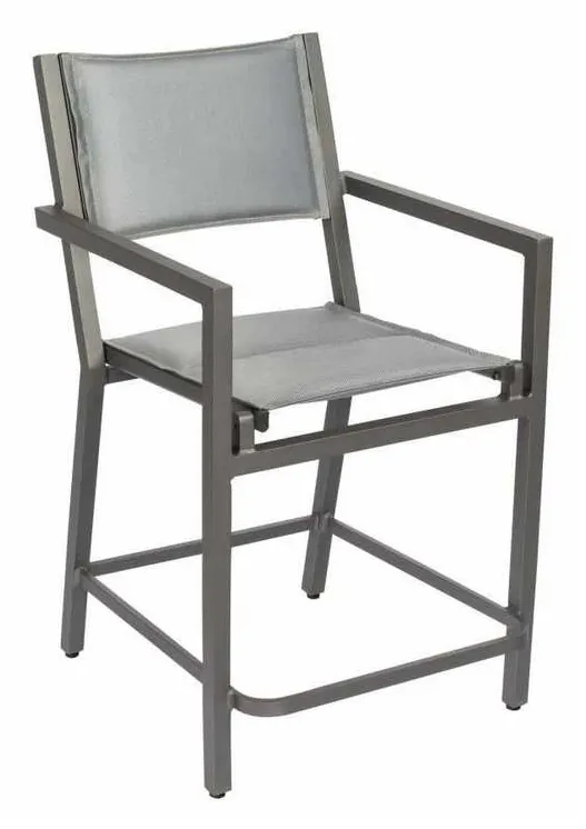 Woodard 570981 Palm Coast Padded Sling Counter Stool with Arms Woodard 570981 Palm Coast Padded Sling Counter Stool with Arms