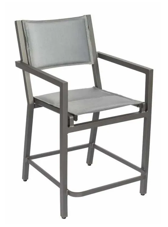 Woodard 570981 Palm Coast Padded Sling Counter Stool with Arms Woodard 570981 Palm Coast Padded Sling Counter Stool with Arms