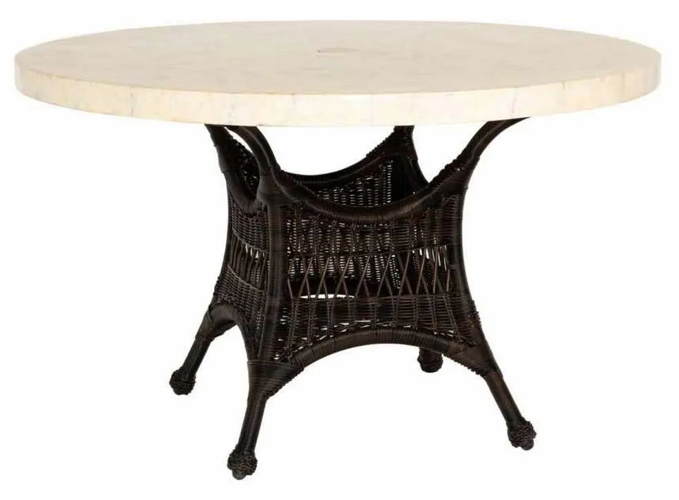 Woodard S596604 Sommerwind 48 inch Round Stone Top Umbrella Table Woodard S596604 Sommerwind 48 inch Round Stone Top Umbrella Table