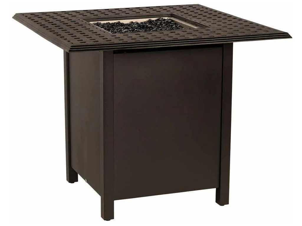 Woodard 65M743 04943FP Thatch Complete Fire Tables Square Counter Height Fire Table