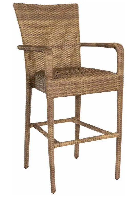 Woodard S593089 Et Cetera Padded Seat Bar Stool with Arms Woodard S593089 Et Cetera Padded Seat Bar Stool with Arms