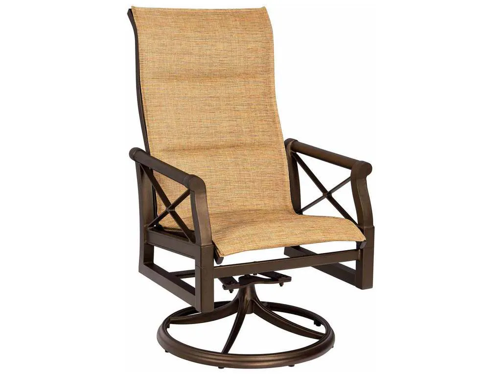 Woodard 3Q0566 Andover   Padded Sling High Back Swivel Rocking Dining Armchair