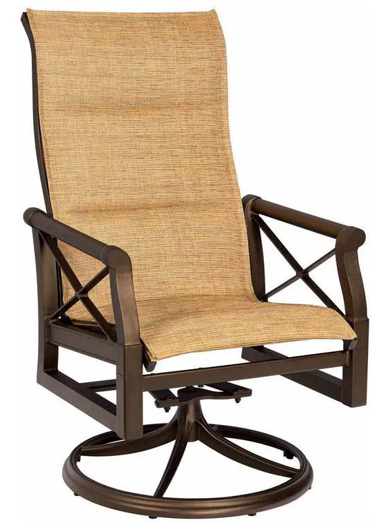 Woodard 3Q0566 Andover Padded Sling High Back Swivel Rocking Dining Armchair Woodard 3Q0566 Andover Padded Sling High Back Swivel Rocking Dining Armchair