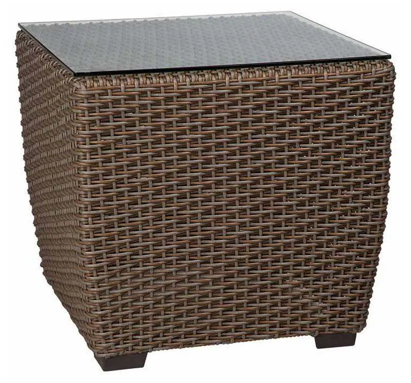Woodard S592201 Augusta Woven Square End Table with Glass Top Woodard S592201 Augusta Woven Square End Table with Glass Top