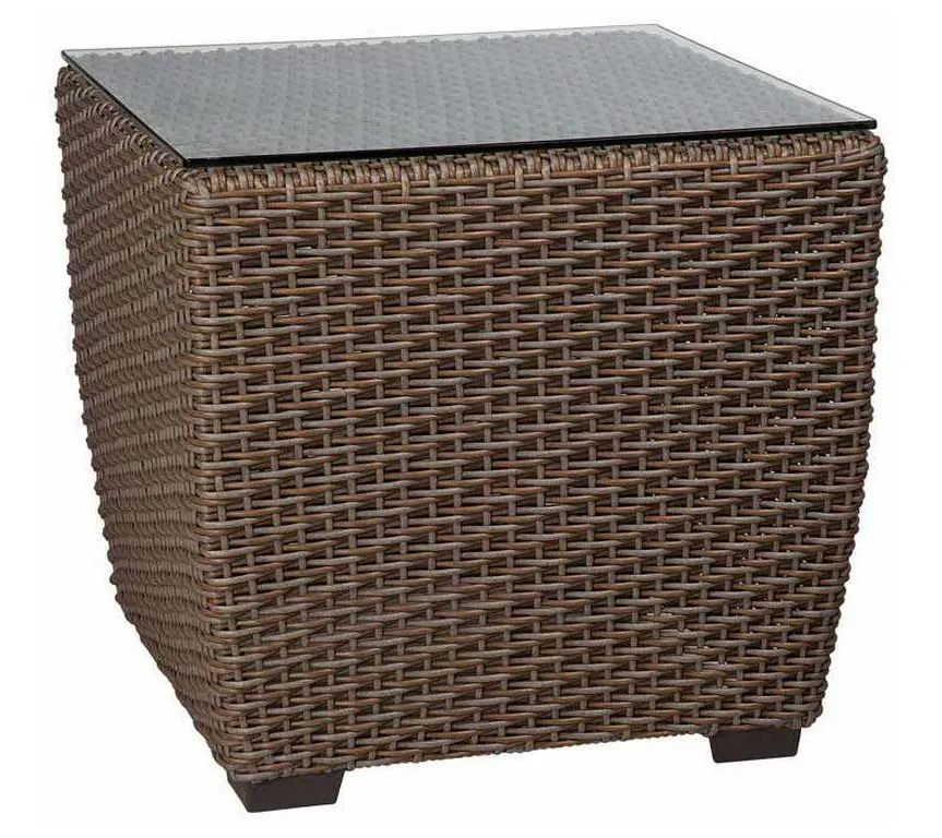 Woodard S592201 Augusta Woven Square End Table with Glass Top Woodard S592201 Augusta Woven Square End Table with Glass Top