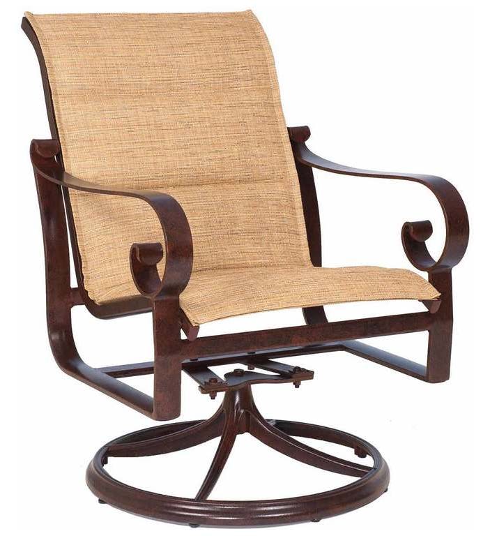 Woodard 620572 Belden Padded Sling Swivel Rocking Dining Armchair Woodard 620572 Belden Padded Sling Swivel Rocking Dining Armchair