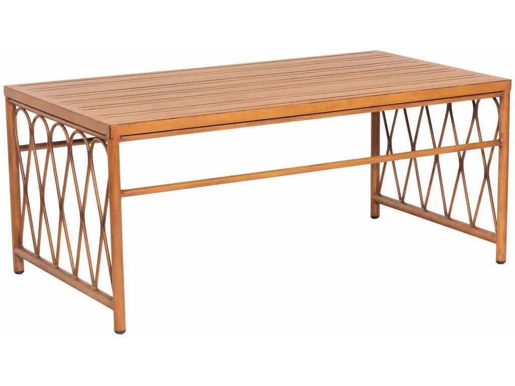 Woodard S650213 Cane   Coffee Table with Slatted Top