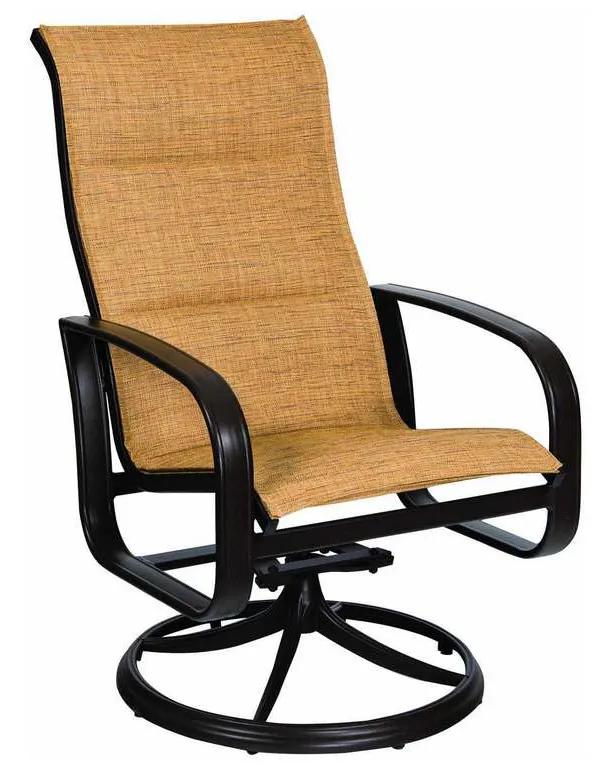 Woodard 2FX588 Cayman Isle Padded Sling High Back Swivel Rocking Dining Armchair Woodard 2FX588 Cayman Isle Padded Sling High Back Swivel Rocking Dining Armchair