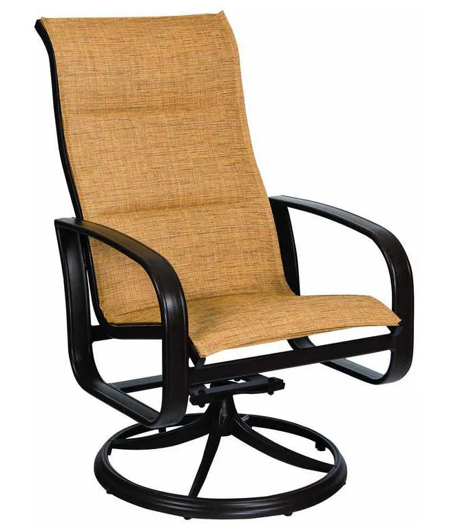 Woodard 2FX588 Cayman Isle Padded Sling High Back Swivel Rocking Dining Armchair Woodard 2FX588 Cayman Isle Padded Sling High Back Swivel Rocking Dining Armchair