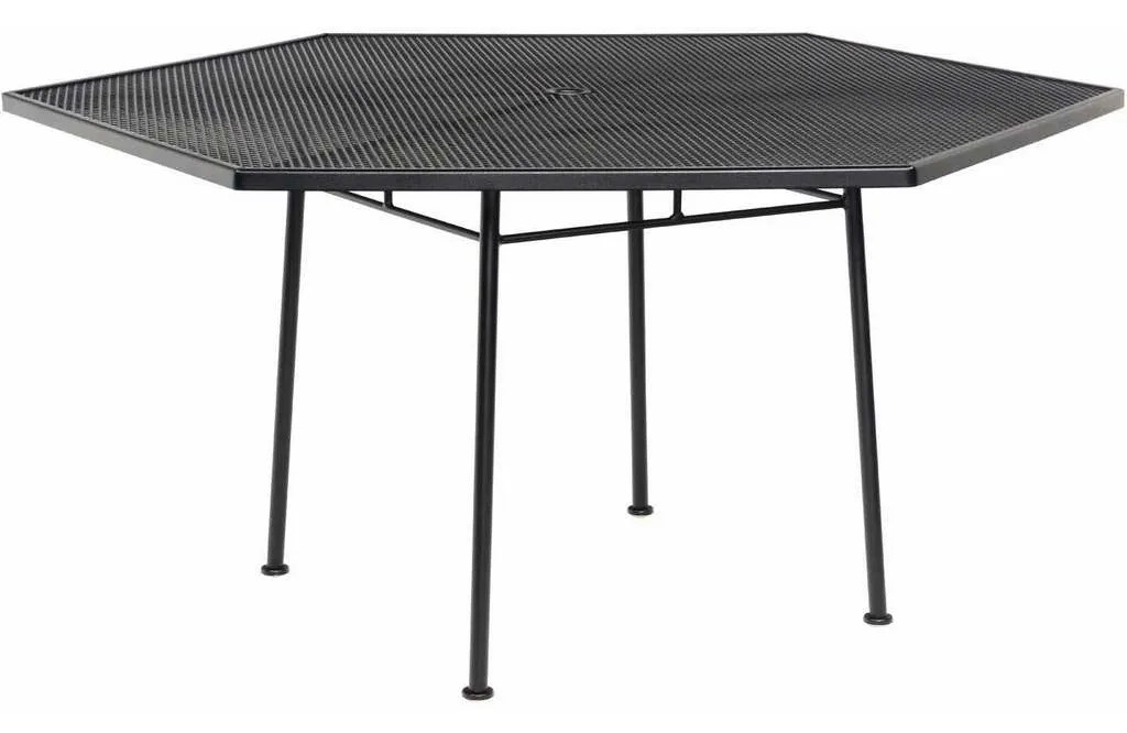 Woodard 190138 Mesh Top 54 inch Hexagon Umbrella Table Woodard 190138 Mesh Top 54 inch Hexagon Umbrella Table