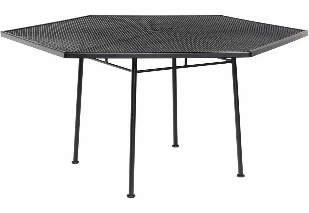 Woodard 190138 Mesh Top 54 inch Hexagon Umbrella Table Woodard 190138 Mesh Top 54 inch Hexagon Umbrella Table